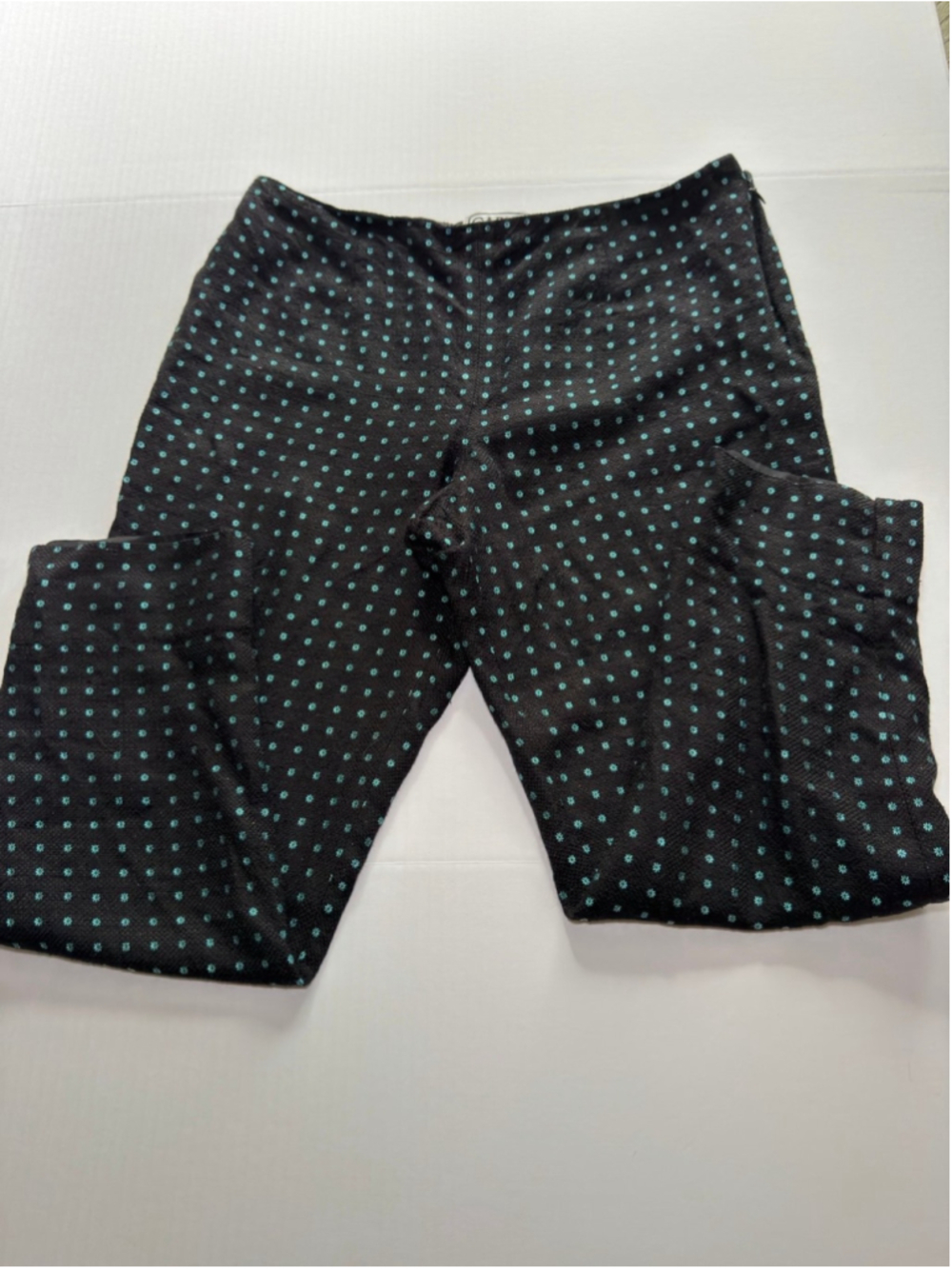 Carlisle black cropped trousers with teal embroidered flower design sz 14